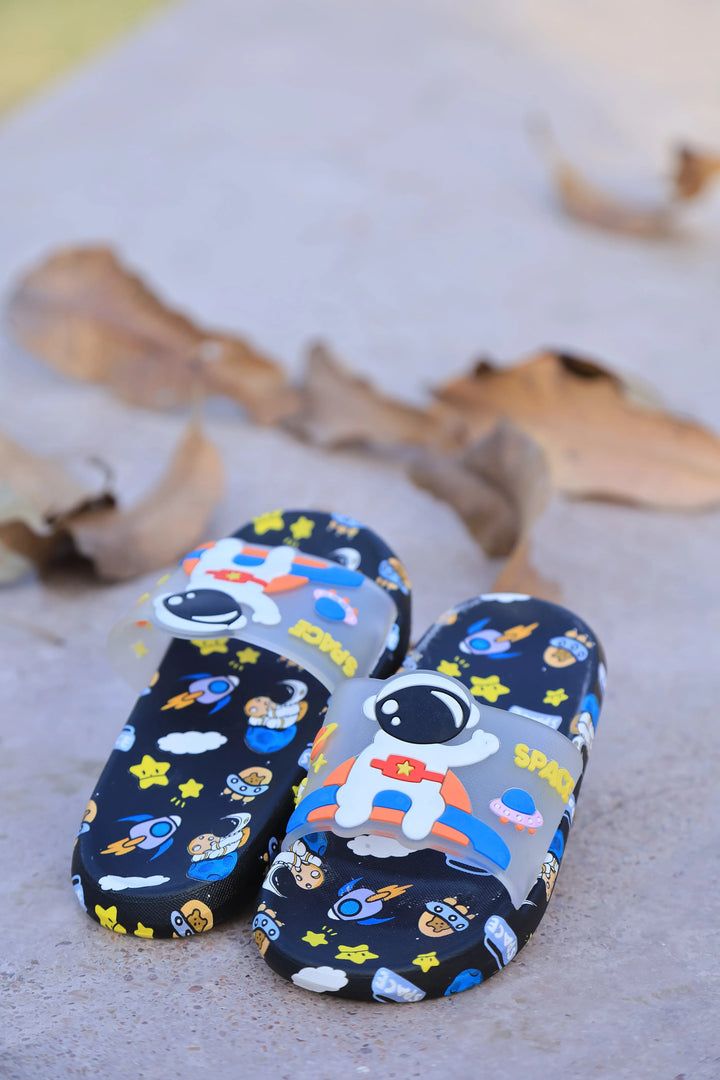 Astronaut Spaceman Black Washable Soft Slippers  125 Minnie Joy