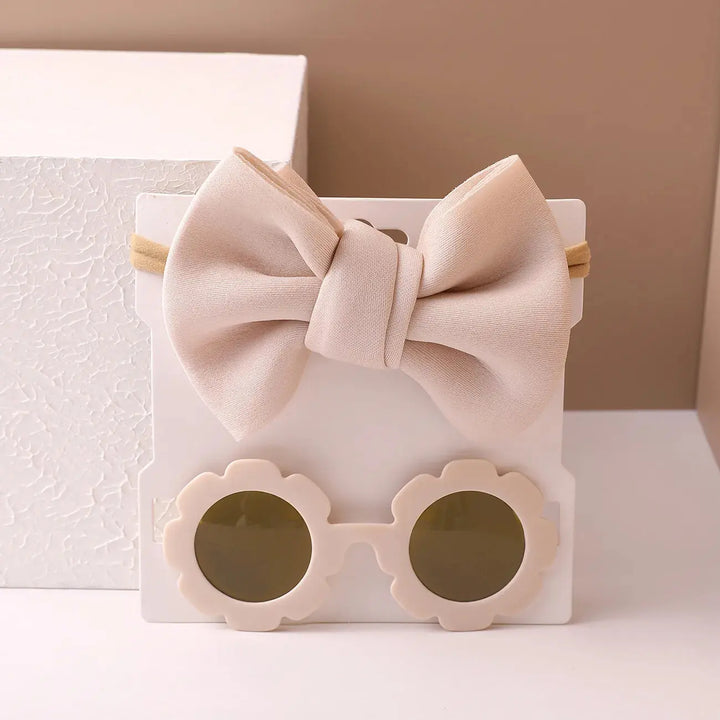 Baby Girl Off-White Sunglasses & Headband Set 5016C Minnie Joy