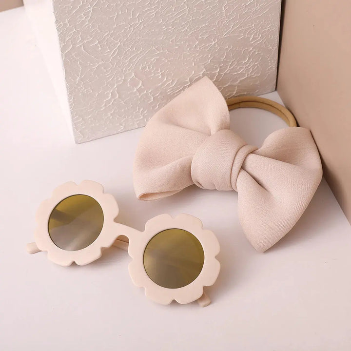 Baby Girl Off-White Sunglasses & Headband Set 5016C Minnie Joy