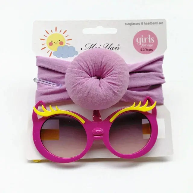 Baby Girl Purple Sunglasses & Round Bow Headband Set  5017A Minnie Joy