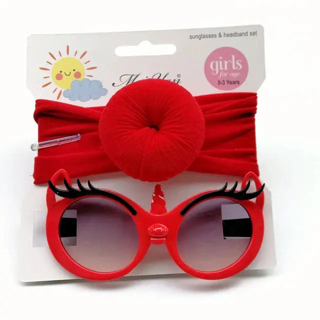 Baby Girl Red Sunglasses & Round Bow Headband Set  5017C My Store