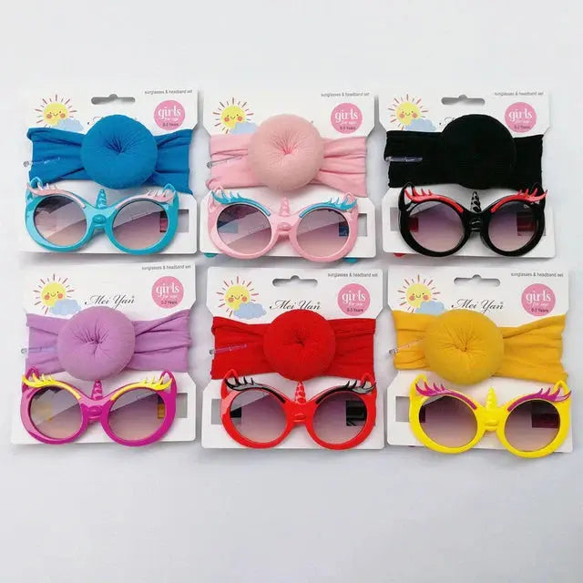 Baby Girl Red Sunglasses & Round Bow Headband Set  5017C My Store