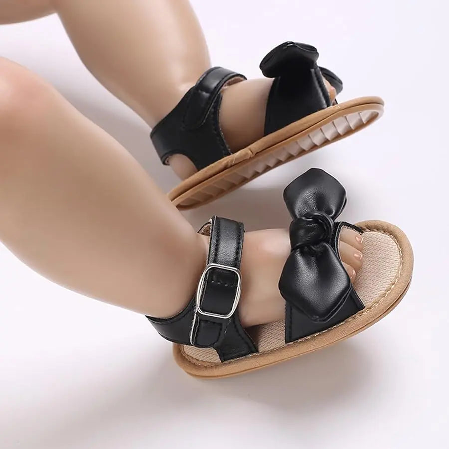 Black Front Bow Rubber Sole Sandals  120 My Store