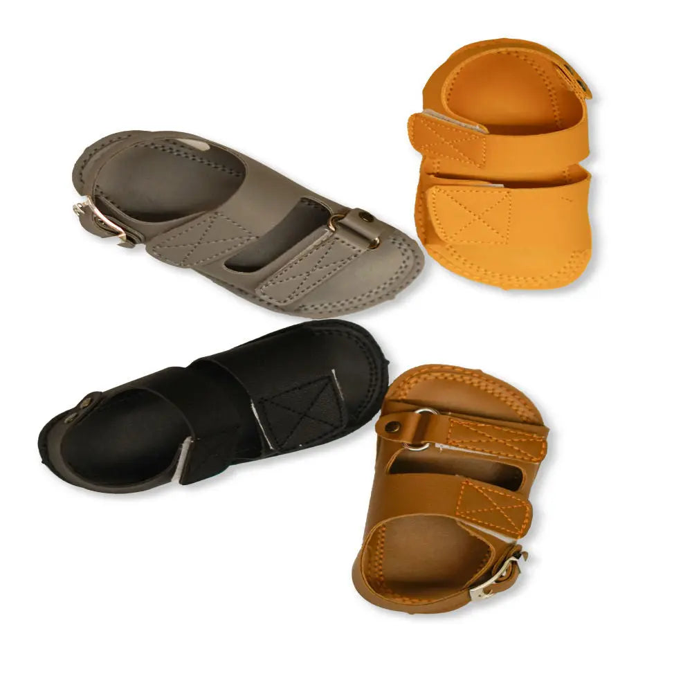 Black & Mustard Premium Strapped Soft Sandals  127 Minnie Joy