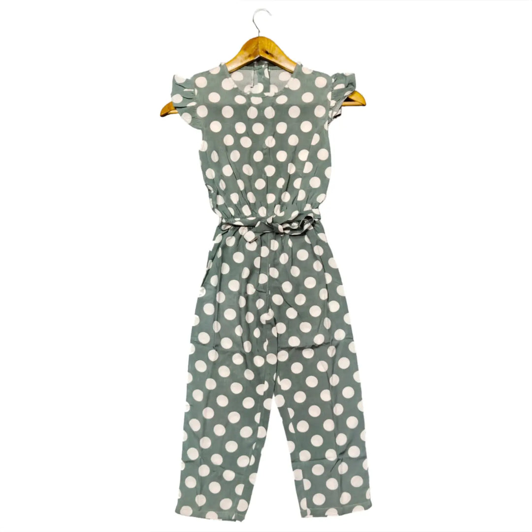 CC Light Green White Circles Jumpsuit  2051 Minnie Joy