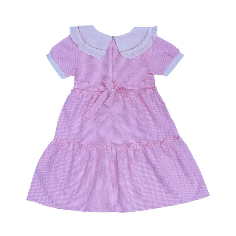 Flower Tropical Violet Color Check Frock  2118 Minnie Joy