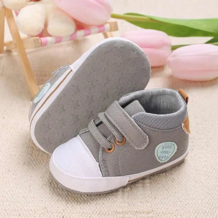 Grey & White Soft Sole High Ankle Booties  102 Minnie Joy