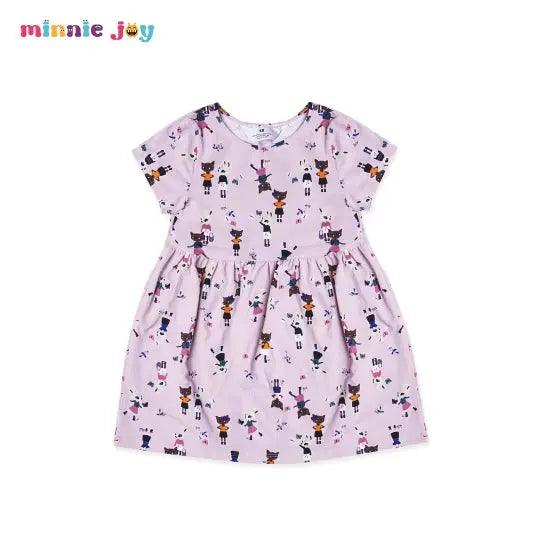 HM Baby Pink Cat Printed Frock  2085 Minnie Joy