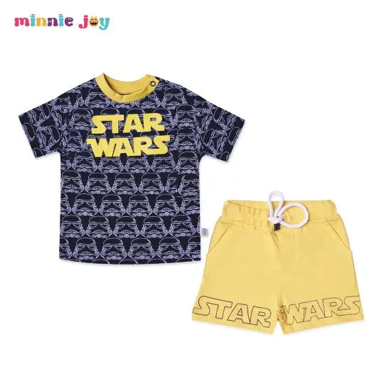 HS Charcoal Black Shirt & Yellow Star Wars Shorts  2037 Minnie Joy