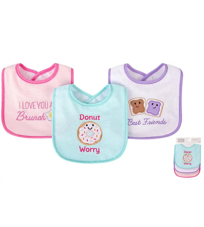 HudSon Baby Donut Worry Pack Of 3 Bibs  5008 Minnie Joy