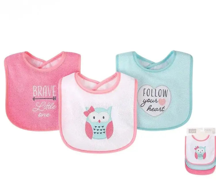 HudSon Baby Girl Owl Pack Of 3 Bibs  5006 Minnie Joy