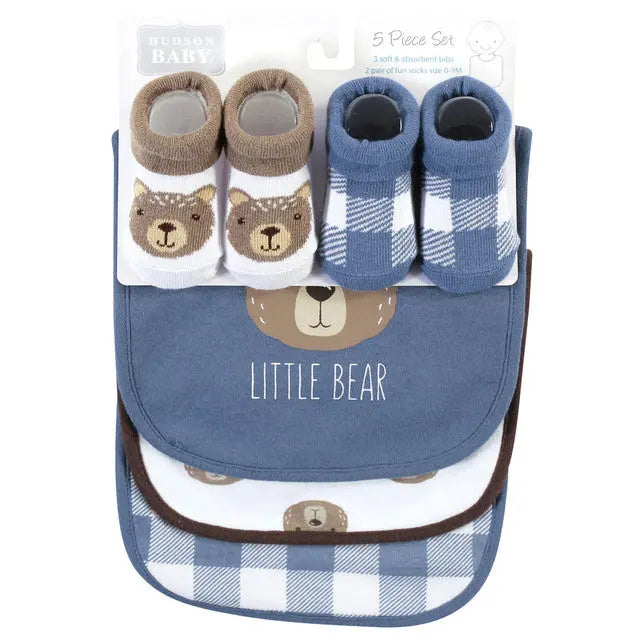 HudSon Baby Little Bear Bibs & Socks 5-Pieces Set  5010 Minnie Joy