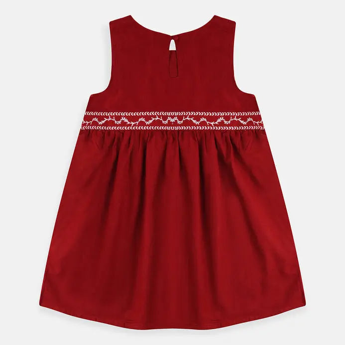 LULU C Chest Embroidery Burgundy Frock  2057 Minnie Joy