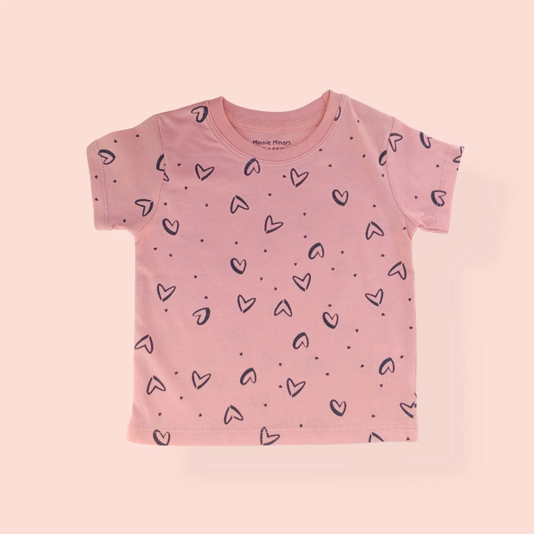 MM Pink Heart Printed  T-Shirt  2020 Minnie Joy