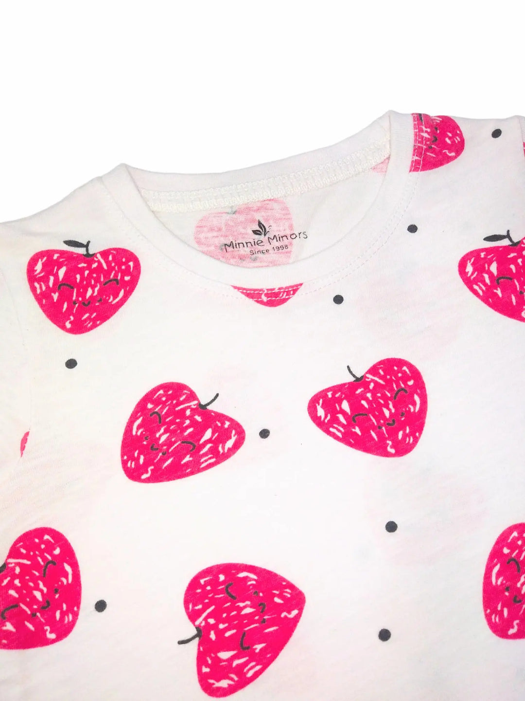 MM White Strawberry Printed T-Shirt  2015 Minnie Joy