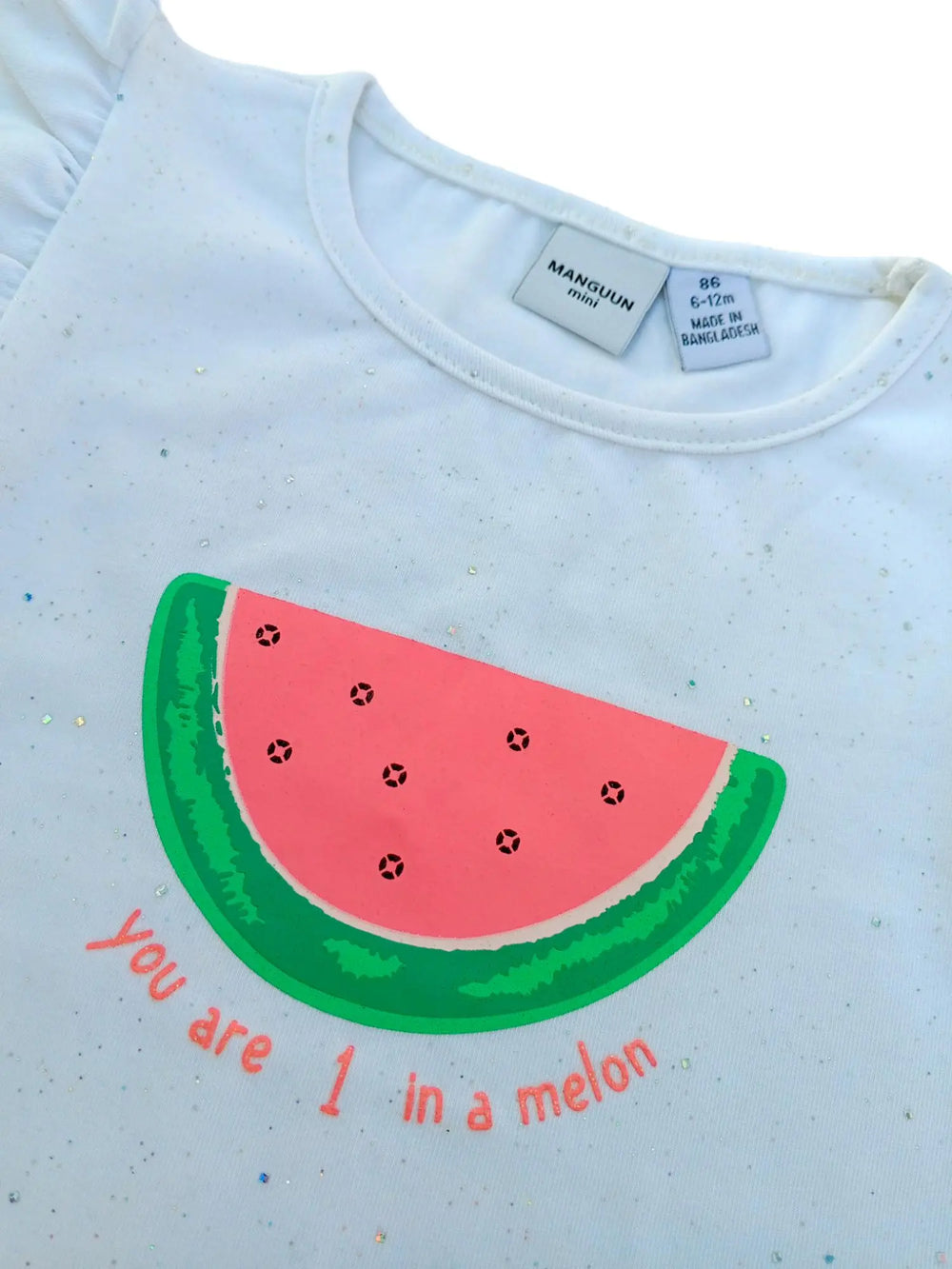 Manguun Mini White Glittering Watermelon Shirt  2079 Minnie Joy