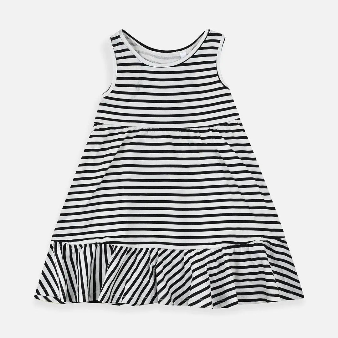 PLM Black & White Lining Sleeveless Frock  2111 Minnie Joy