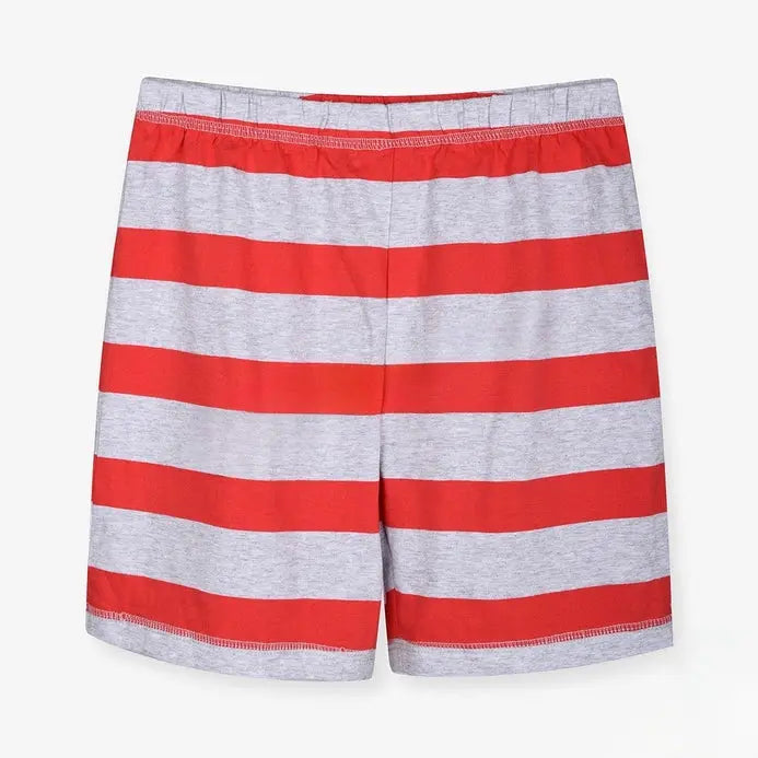 TX Grey & Red Stripes Shorts  2063 Minnie Joy