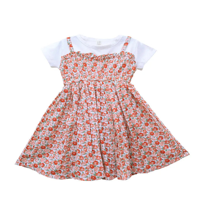 White Panel Floral Frock  2114 Minnie Joy