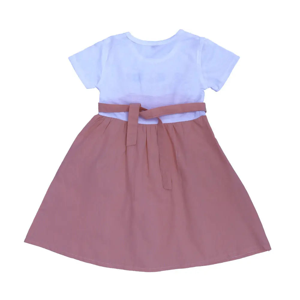 White Panel GDUKIDS Two Pockets Pink Frock  2115 Minnie Joy