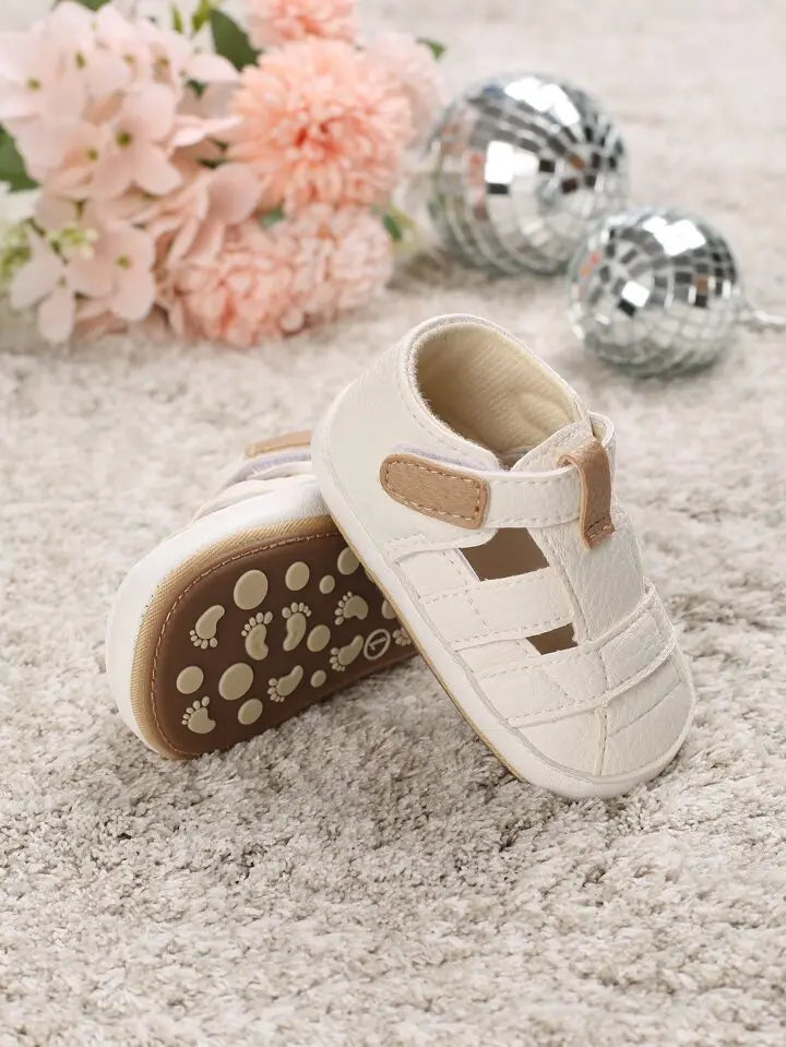 White Rubber Sole Prewalking Sandals  117 Minnie Joy