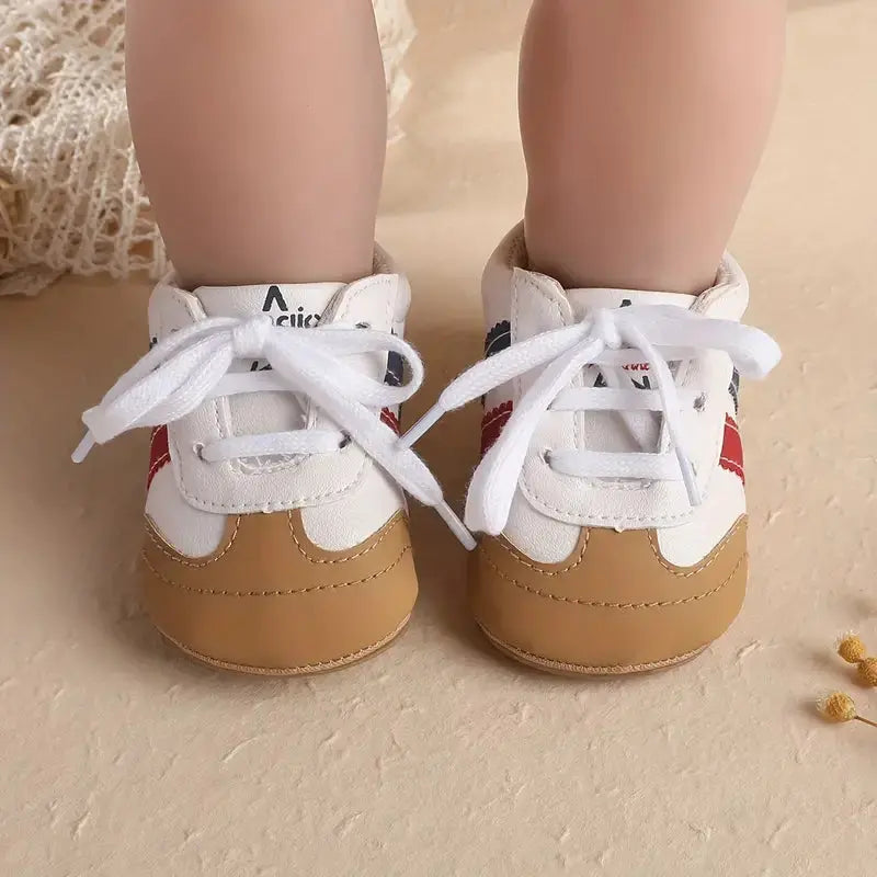 White & Camel Color Rubber Sole Booties  110 Minnie Joy